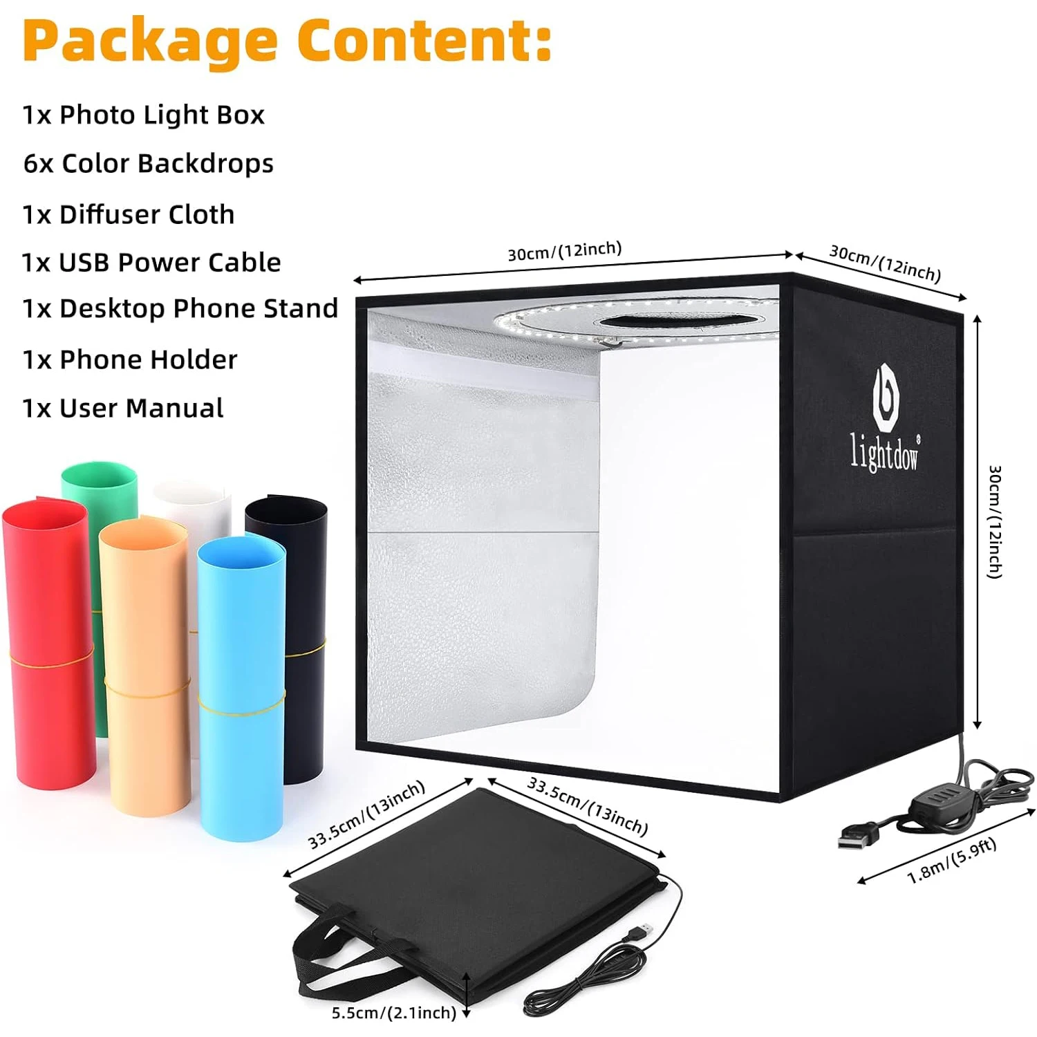 Photography Lighting Kit Portable - Lightdow Photo Studio Light กล่องชุด 12