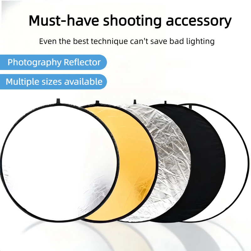 Photography Lighting Kit Portable - แผ่นสะท้อนแสงแบบพกพา 2-in-1 สองด้าน สีทอง-เงิน สำหรับถ่ายภาพบุคคล ไลฟ์สด
