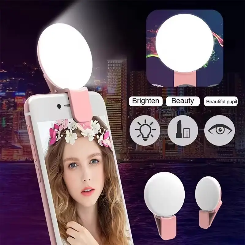 Photography Lighting Game - ไฟวงแหวนเซลฟี่ขนาดเล็กแบบพกพา โคมไฟ LED ชาร์จ USB ไฟวงแหวนแบบหนีบสำหรับถ่ายภาพ