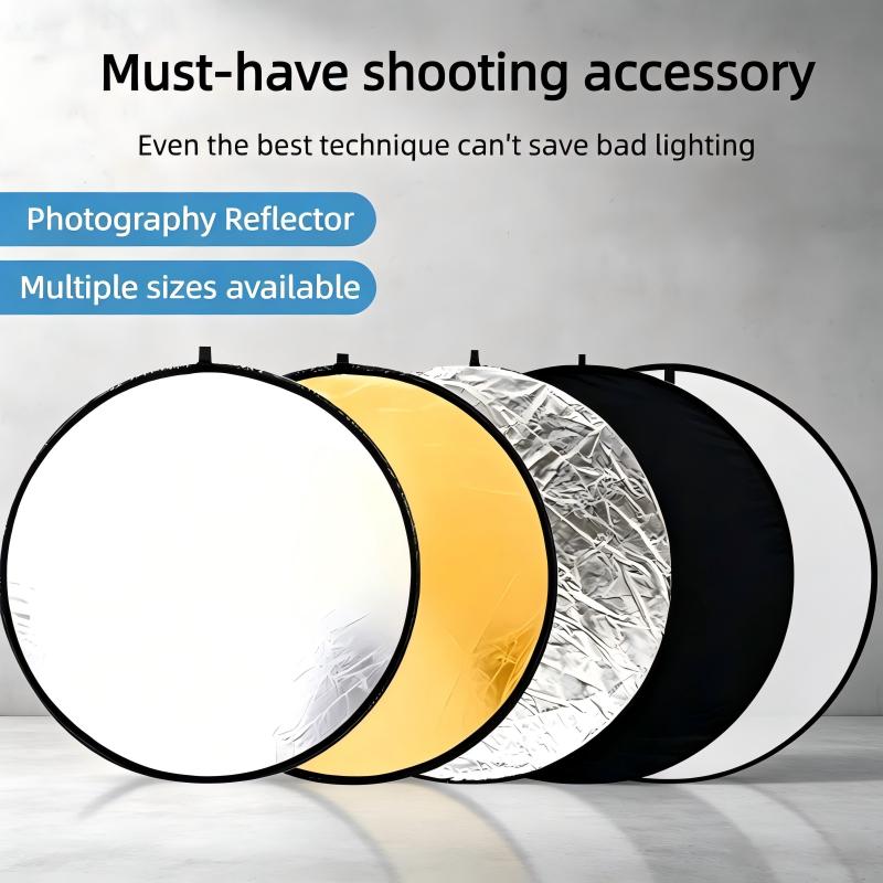 Photography Lighting Kit Portable - แผ่นสะท้อนแสงสำหรับถ่ายภาพ 2-in-1 แผ่นสะท้อนแสงแบบพับได้ พกพาสะดวก แผ่นกลม สำหรับสตูดิโอถ่ายภาพ