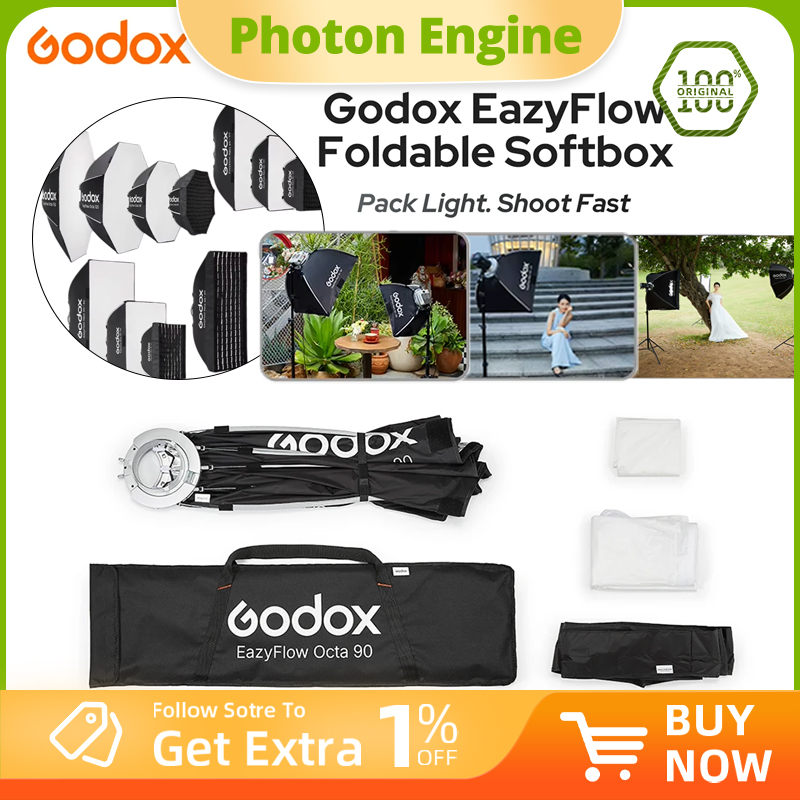 Photography Lighting Meter - Godox ซีรีส์ EazyFlow ซอฟต์บ็อกซ์แบบพับได้ ขั้วต่อโบเวนส์ ติดตั้งง่าย